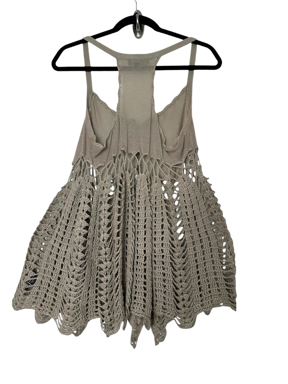Boho Goblincore Crochet Babydoll Tank Top Y2K Forestcore Earthy Hobbit Coastal - Picture 8 of 14